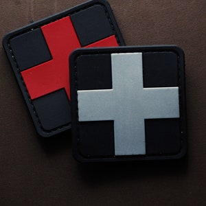 MED PVC Morale Patch | Tactical Medic Cross Patch | First Aid Medical | Hook Backing