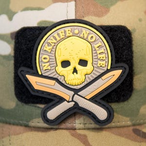PVC Taktischer Patch kein Messer kein Leben - Klettverschluss auf der Rückseite