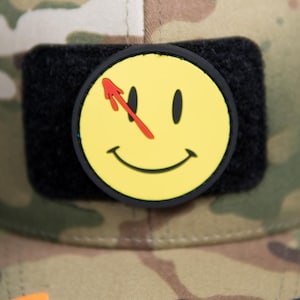 PVC Tactical Morale Patch Red Needle Smile  – Hook & Loop Backing