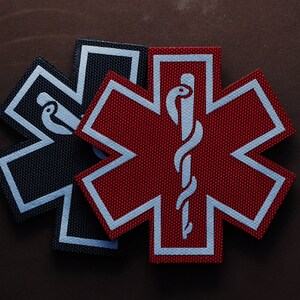 Medic Reflective Patch | Star of Life Patch | Paramedic EMT | Tactical Gear Accessory | Hook & Loop