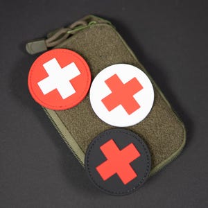 Patch pour moral en PVC tactique Medic Cross - Premiers soins médicaux - Support à crochets