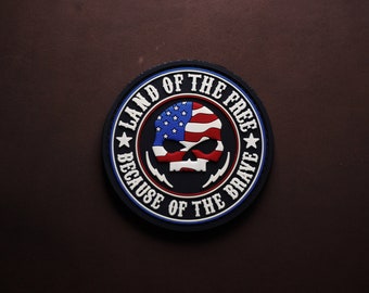 PVC patch land of the free, tactical morale patch, velcro patch, hook and loop patch