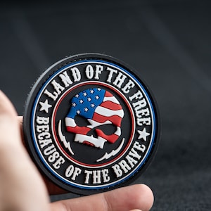 PVC patch land of the free, tactical morale patch, hook and loop patch