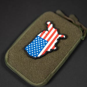 PVC Morale Tactical Patch USA Map American Flag  – Hook Backing