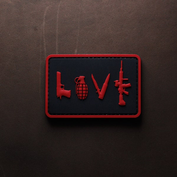 PVC Morale Patch LOVE | Tactical Gear Patch | Hook Backing