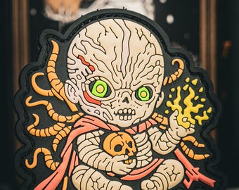Sci Fi Moral Aufnäher | Gruseliges Baby Wesen | PVC Patch Patch | Haken Rückseite