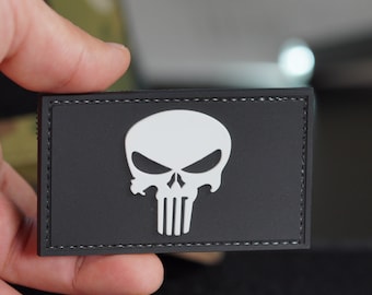 Skull PVC Morale Patch | Tactical Gear Accessory Patch | Hook Backing