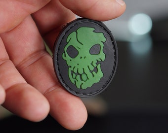 Patch Glow in Dark PVC Skull Morale Patch - Tactical Hook Backing
