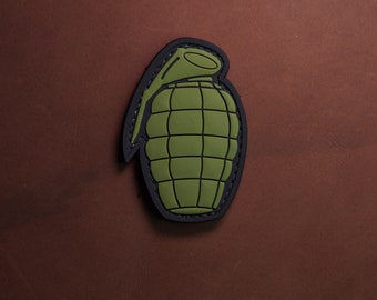 Tactische moraalpatch van pvc granaat – achterkant met haak