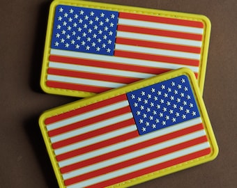 American Flag PVC Morale Patch | US Tactical Gear Accessory Patch | Hook Backing