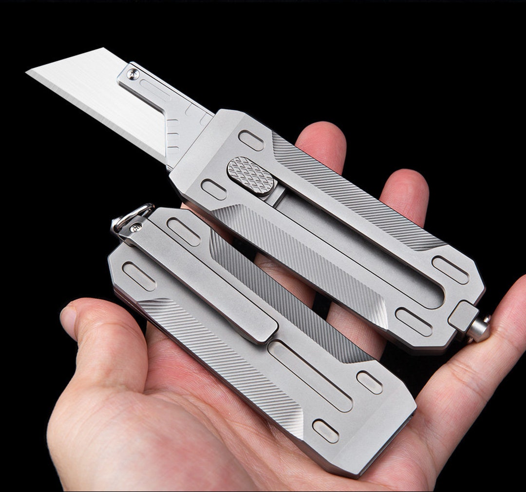 Titanium EDC Utility Knife. Pocket Knife, Changeable Blade, Every Day