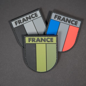 Patch en PVC Patch drapeau France | Support de crochet, 6,5 x 7,5 cm