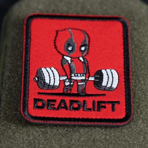 Gym Patch, Deadlift Embroidered Morale Badge, Hook Backing
