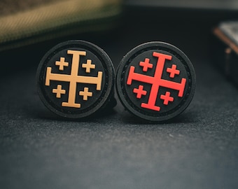 PVC Moral Aufnäher Kreuzritter | Jerusalem Kreuz Patch mit Klettverschluss auf der Rückseite