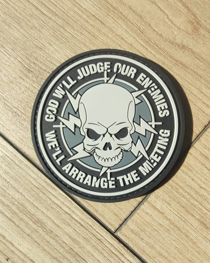 God Will Judges Our Enemies * We'll arrange the meeting 3D white Punisher PVC Patch with velcro