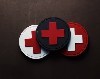 PVC patch morale patch med cross , round patch,