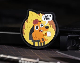 thumbnail image 2 of "This Is Fine" Dog Meme Embroidered Hook & Loop Patch - Funny Morale Patch For Hats & Bags 2 of 10