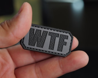 Small PVC Morale Patch WTF | Tactical Gear Accessory Patch | Hook Backing