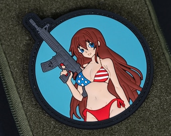 US Girl Moral Aufnäher | Anime Bikini PVC Camouflage Zubehör | Haken Rückseite
