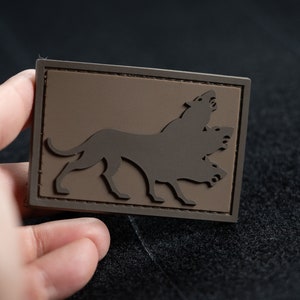 PVC patch three headed wolf, tactical morale patch, hook and loop patch, cerbero