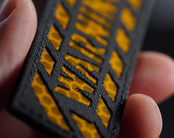 Laser cut reflective patch Warning
