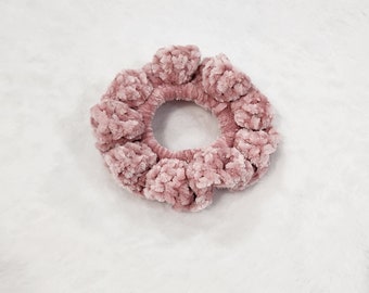 Handmade Crochet Velvet Scrunchi Dusty Rose Hair Tie