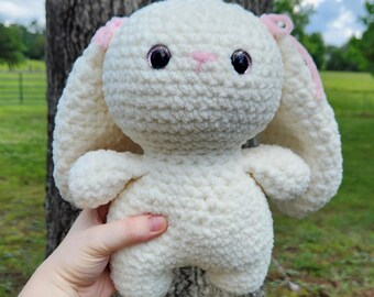 Handmade Crochet Large Bow Bunny Amigurumi Plushie
