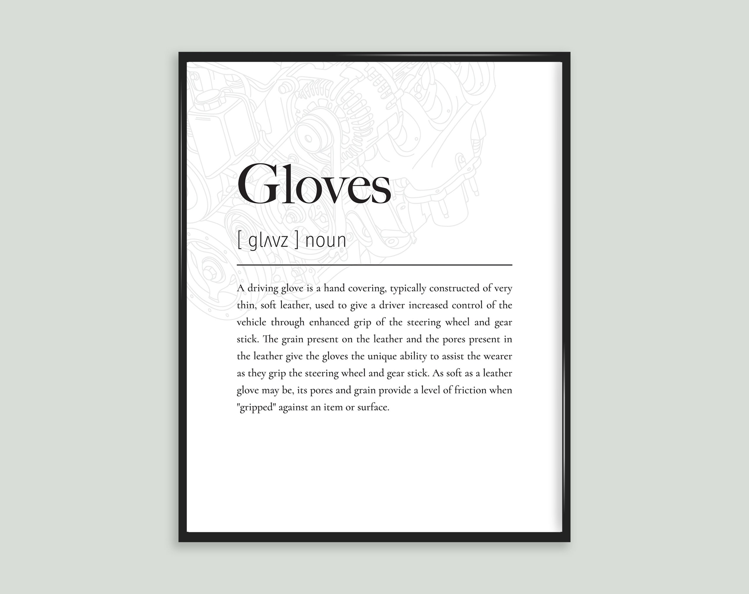 Gloves Car Automobile Definition Impression Poster