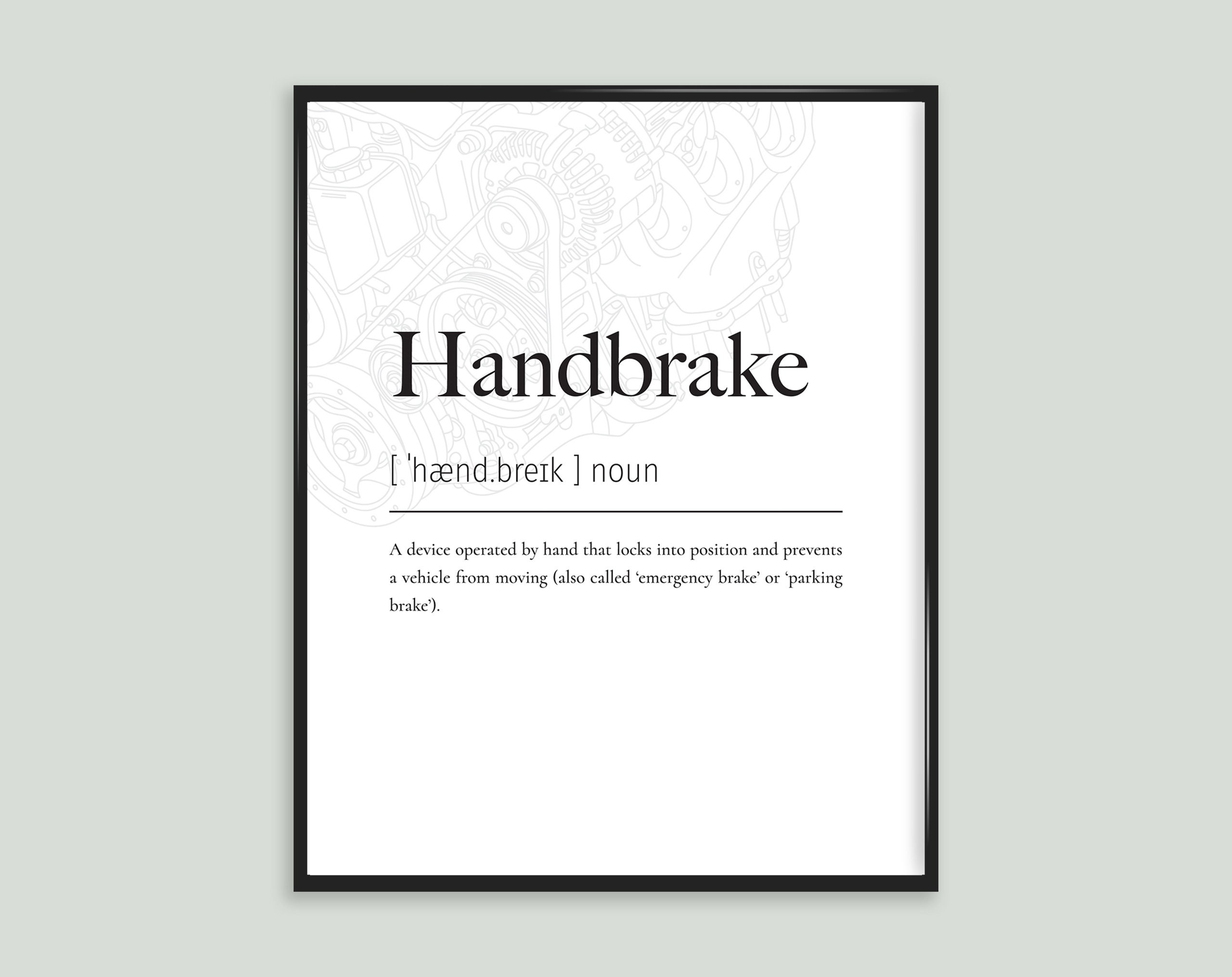 Handbrake Car Automobile Definition Impression Poster