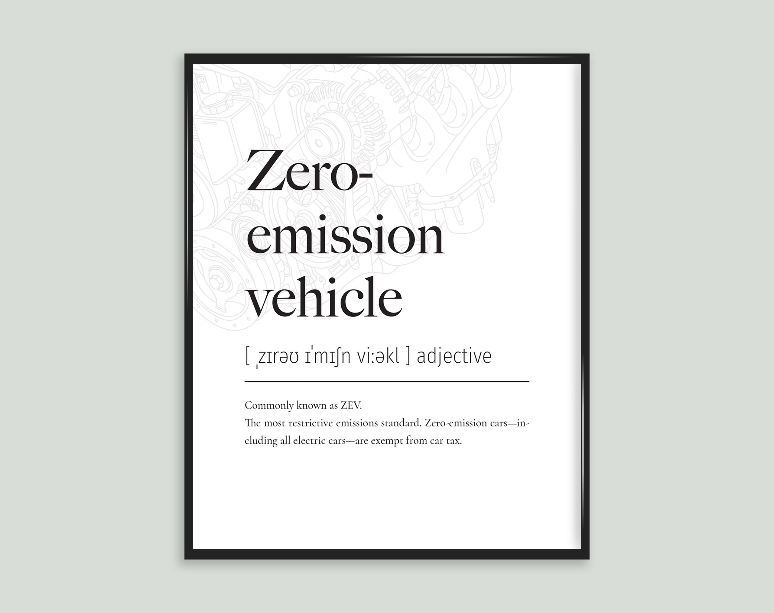 Zero-Emission Vehicle Car Automobile Definition Impression Poster