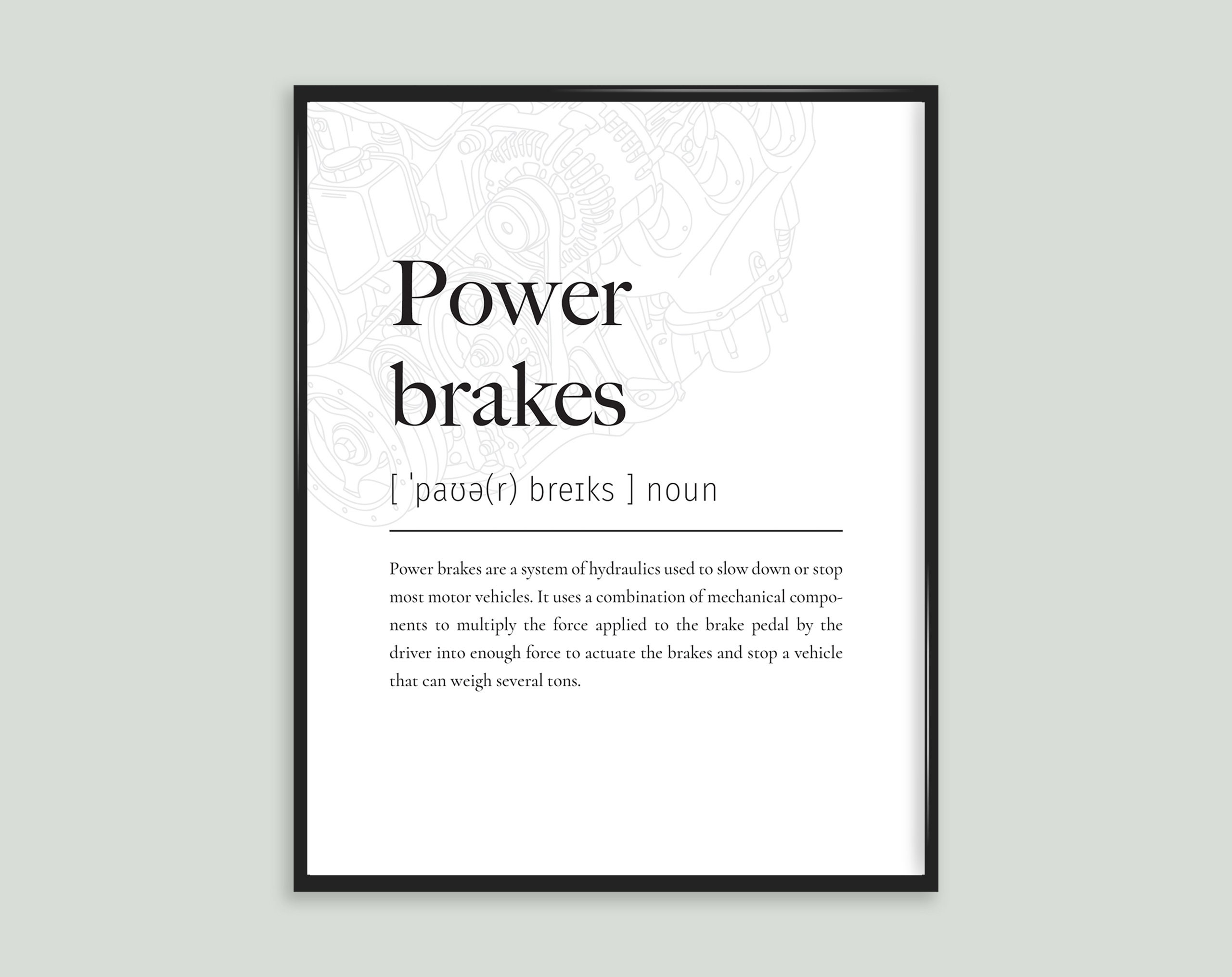 Power Brakes Car Automobile Definition Impression Poster