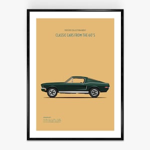 Ford Mustang 1968 Steve Mcqueen Bullitt Poster Print