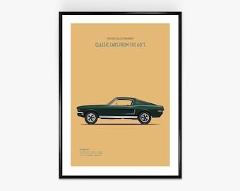 Ford Mustang 1968 Steve Mcqueen Bullitt Poster Print