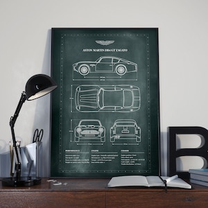 Aston Martin DB4 GT Zagato de 1959 schéma Plan Blueprint Poster Grand Tourisme