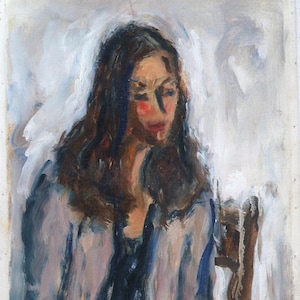 Young Japanese woman with long hair/Original oil painting /Unframed