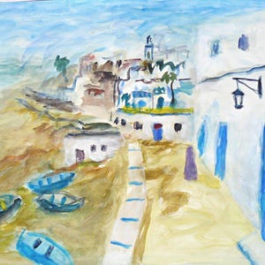 Città di mare blu e bianca (Marocco) / Senza cornice