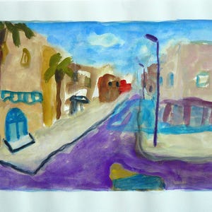 Strada con palme in Marocco / senza cornice