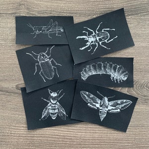 Mini Insect Fabric Patches (Set of 6)/ Punk Patch / Sew on Patch / Fabric Patch / Patches for Jackets punk