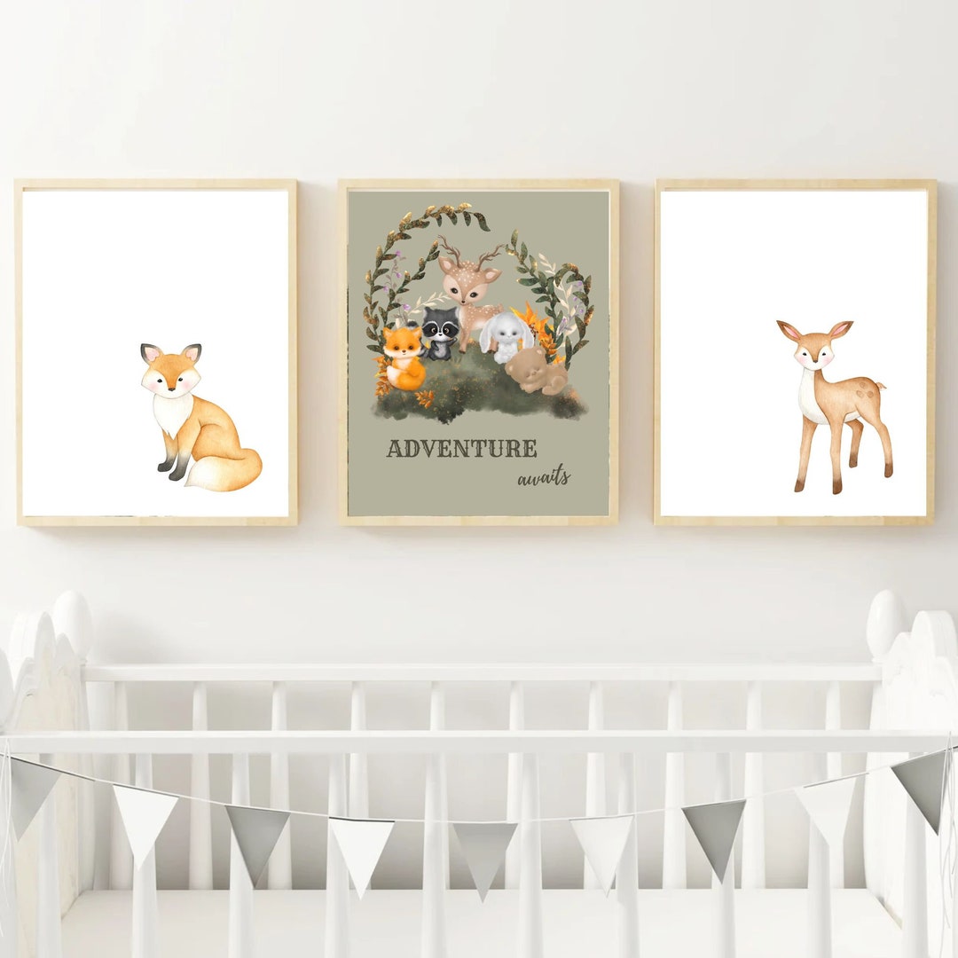 Woodland Nursery Wall Decor Set - Etsy