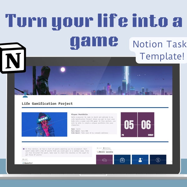 Life Gamification Notion Template | RGP Personal Planner | Game of Life Productivity