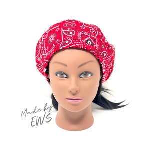 Red Bandana Hat, French Beret For Women, Slouchy Cap, Winter Hat For Her, Holiday Gift For Sister, Head Warmer, Fall Fashion, Tam Beret