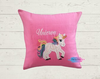 Unicorn Embroidery Throw Pillowcase- 14x14 Embroidery Crush Pillowcase- Personalized Crush Pillowcase