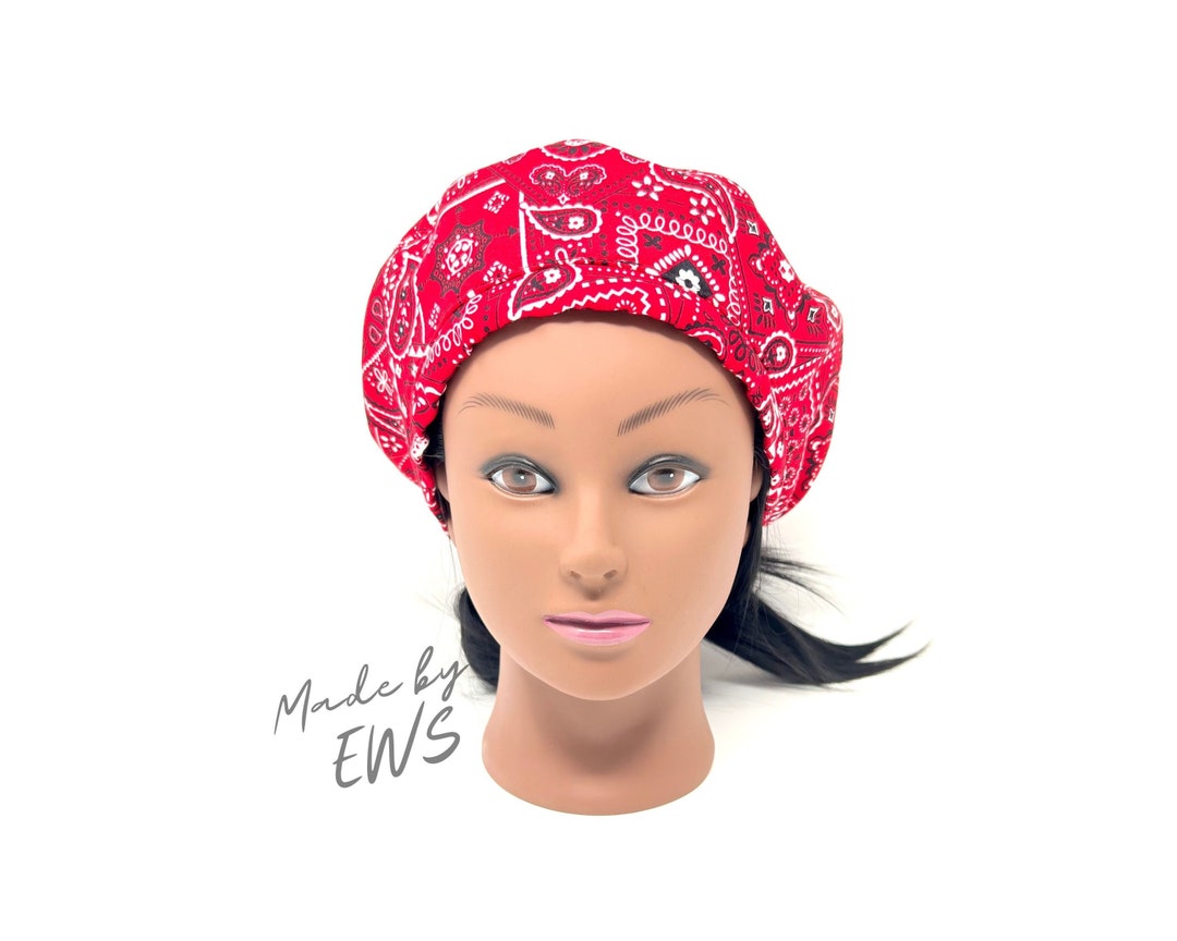 Red Bandana Hat, French Beret for Women, Slouchy Cap, Winter Hat for Her, Holiday Gift for