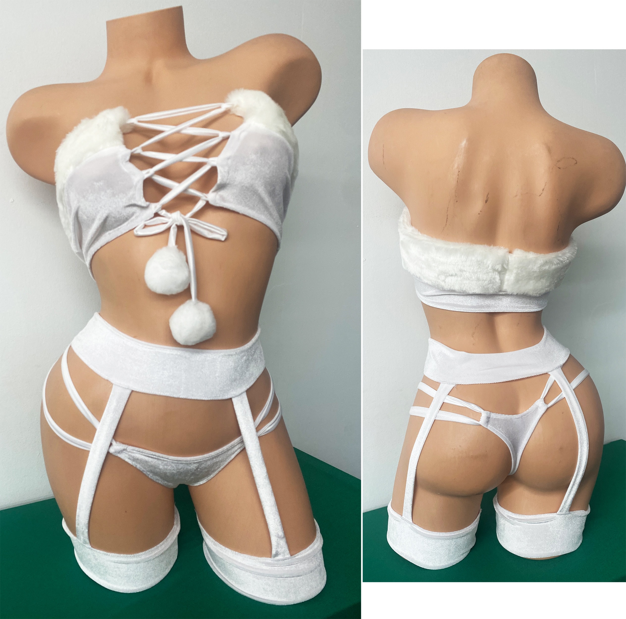 Sexy Body Cage One Piece Set with Leg Garter Bands - Perfect Stripper Outfit
