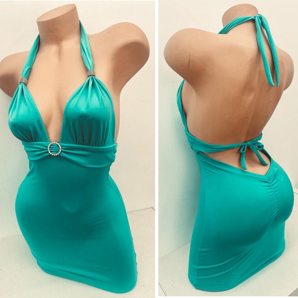 Sexy Halter Dress, Exotic dance wear , Stripper wear, Stripper outfits, Cocktail dress, Party Dress , Lycra