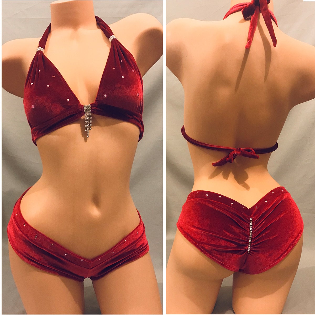 Widow Velvet Lingerie Set-Red