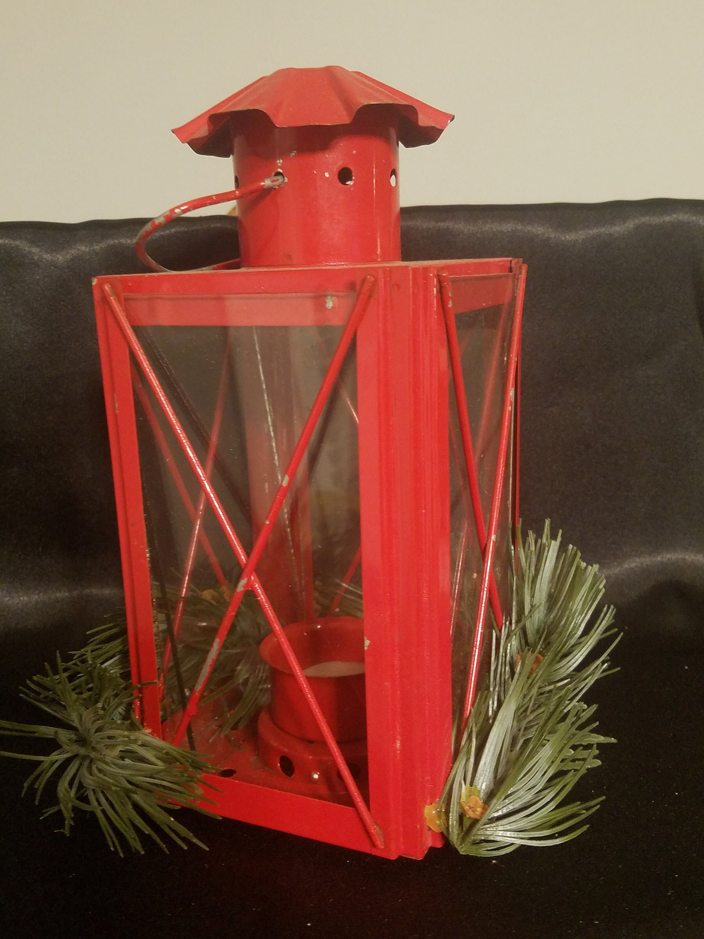 Red Candle Lantern With Glass Windows Etsy UK