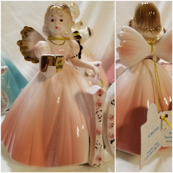 Vintage Josef Originals Porcelain Birthday Angel Girl Figurines