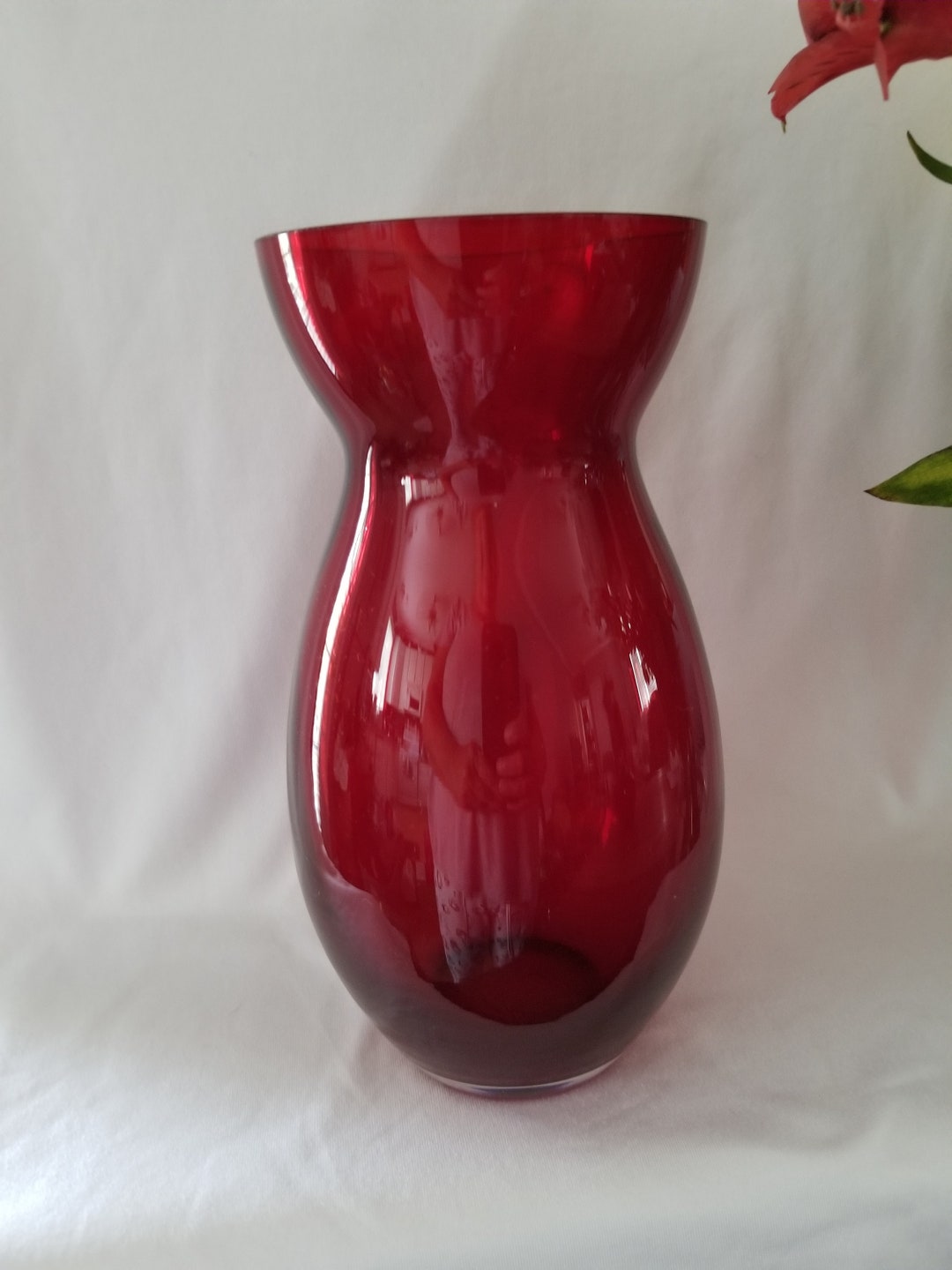 Vintage Ruby Red Glass Vase - Etsy