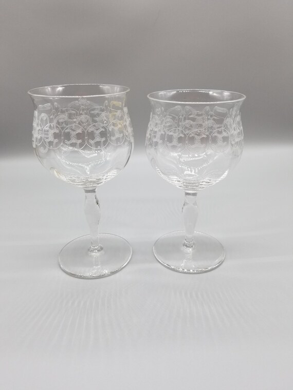 Vintage Etched Glass Cocktail Glasses Etsy